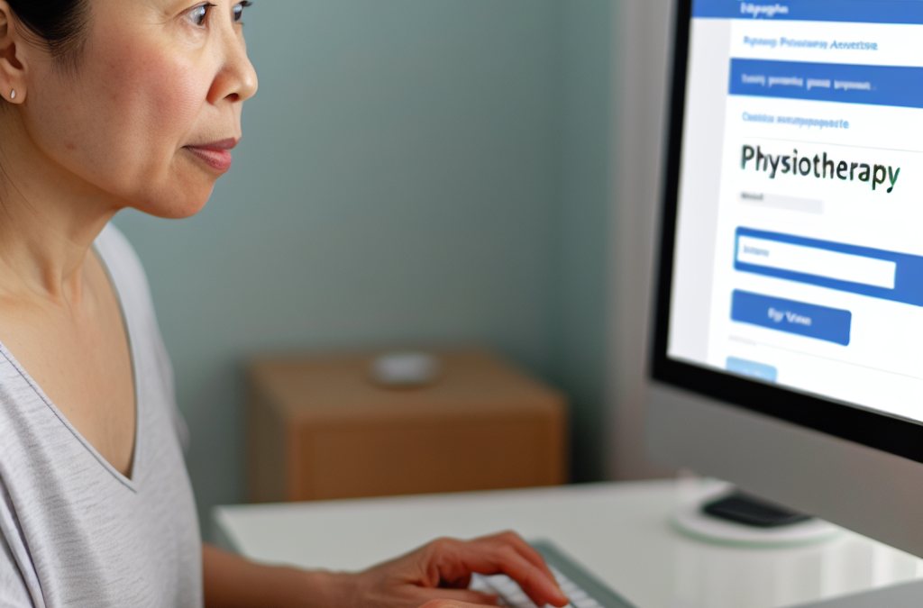 Una persona reservando una cita de fisioterapia online a través de su computadora.