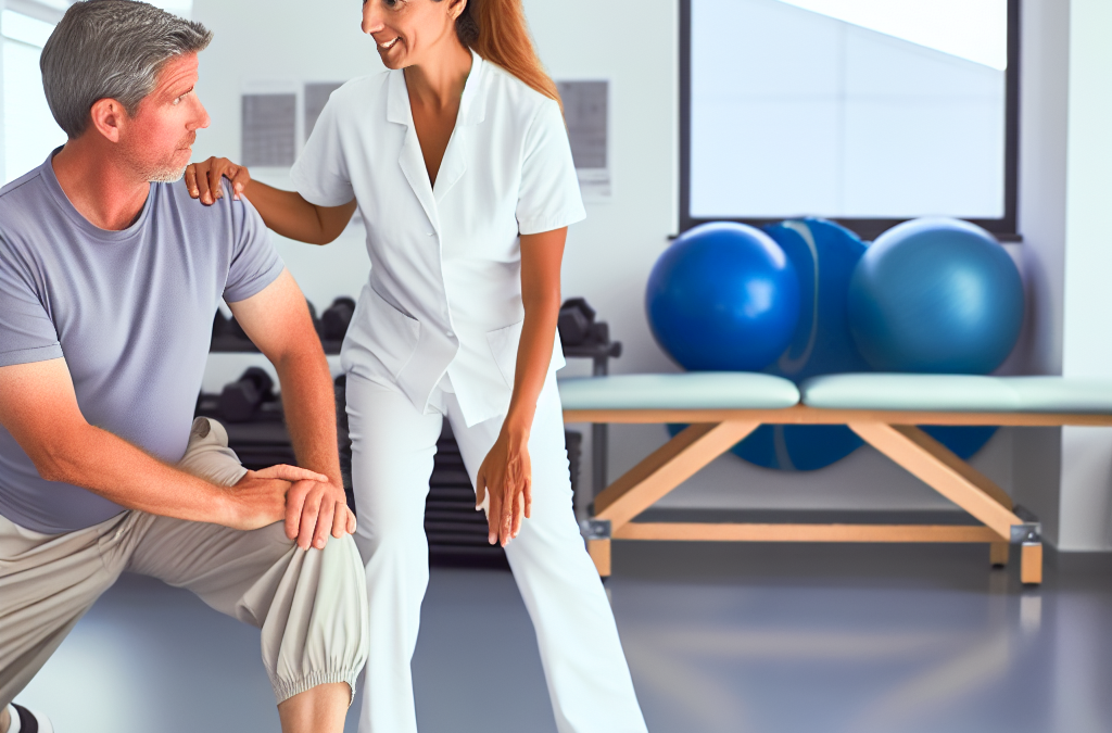 Imagen de Paciente recibiendo fisioterapia para tratar la ciática, mostrando ejercicios específicos.