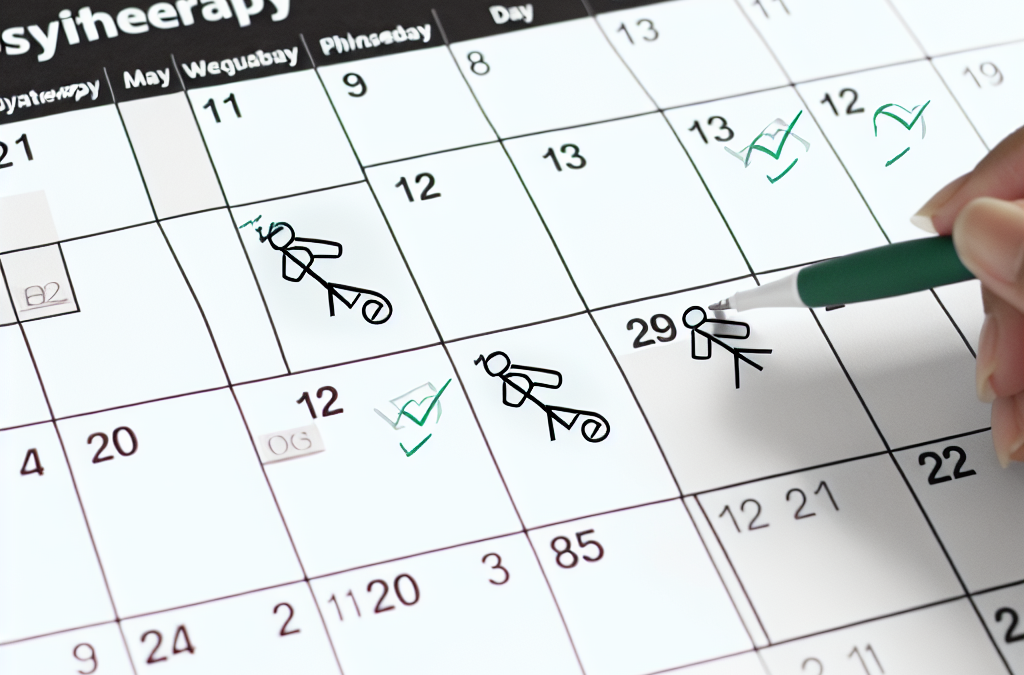 Imagen de Calendario con sesiones de fisioterapia marcadas todos los días.
