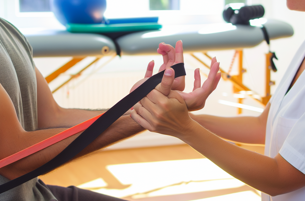 Image of a patient receiving therapeutic treatment from a physiotherapist