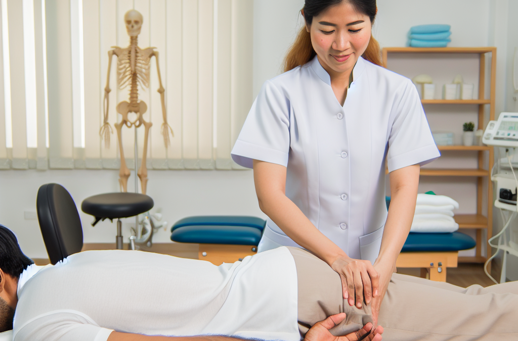 Imagen de una sesión de masaje perineal en un entorno de fisioterapia.
