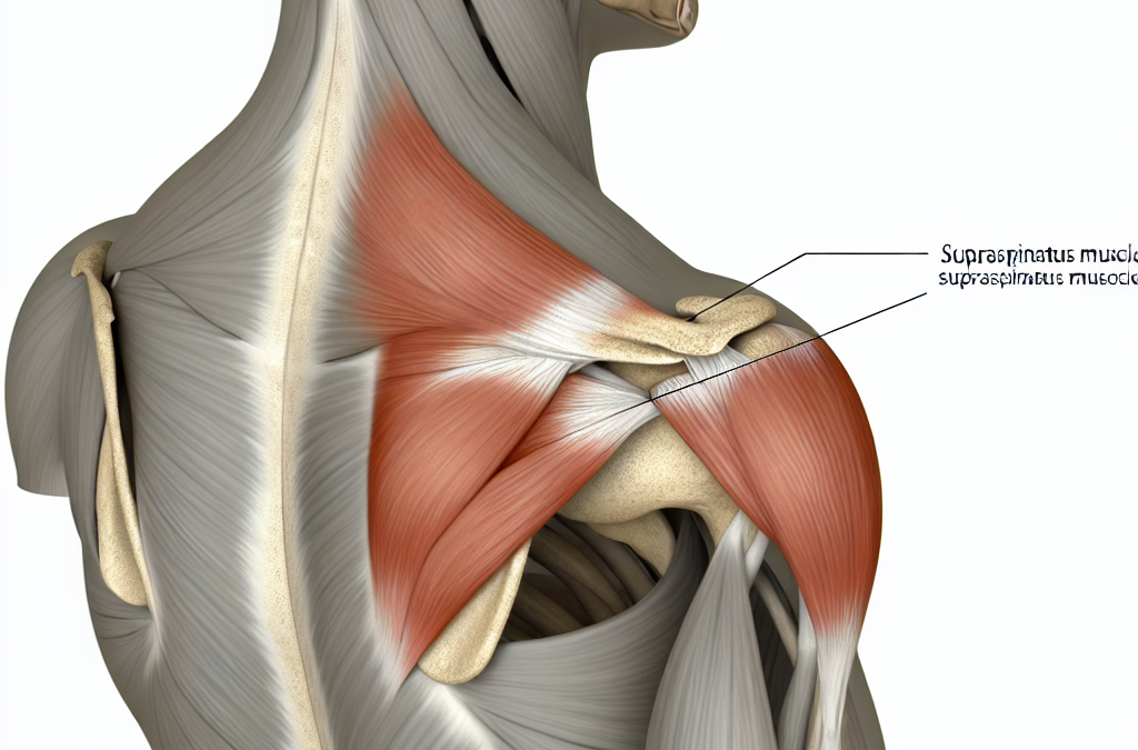 Crea una imagen de Demostración de un ejercicio de rehabilitación para la tendinitis del supraespinoso.